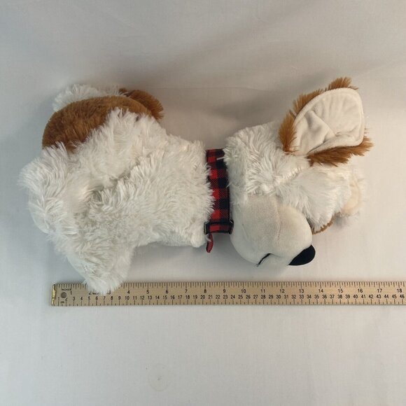 RBI Puppy Dog 16” Plush White Brown w/Red Plaid Collar by Ron Banafato Inc - Picture 8 of 8